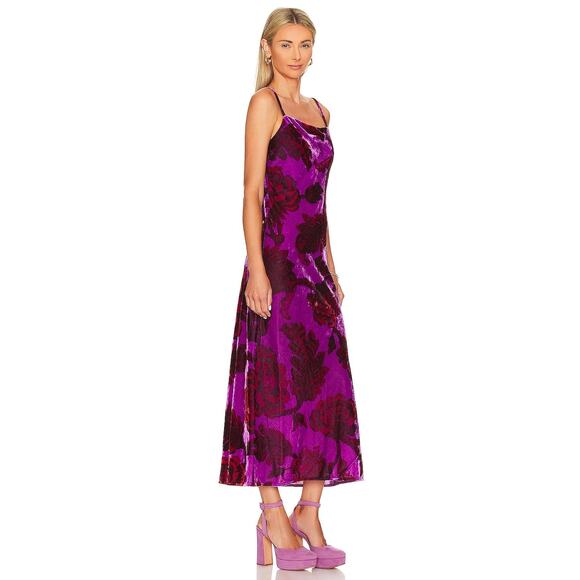 Rhode Jemima Dress in Camellia Vine Crocus Size 4 Velvet Midi - Picture 2 of 7